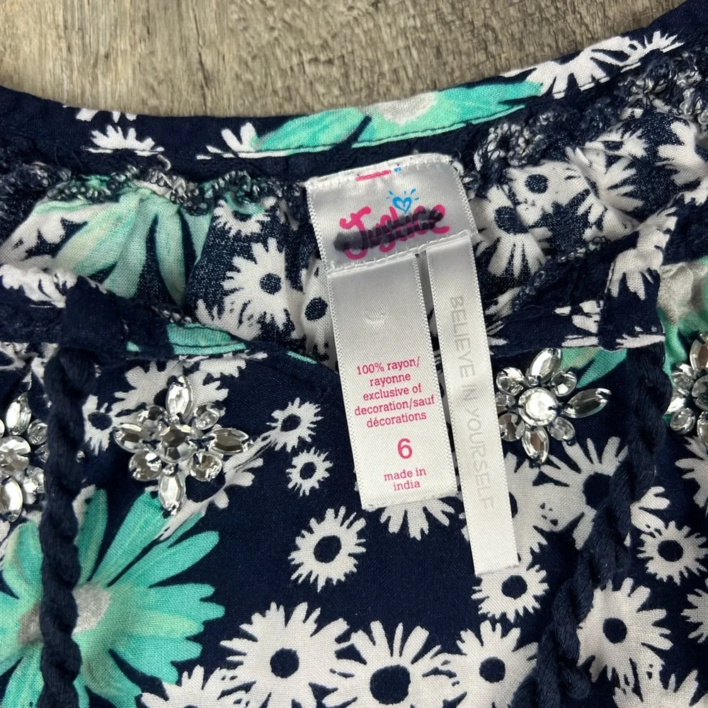 Justice‎ Navy Floral Blouse